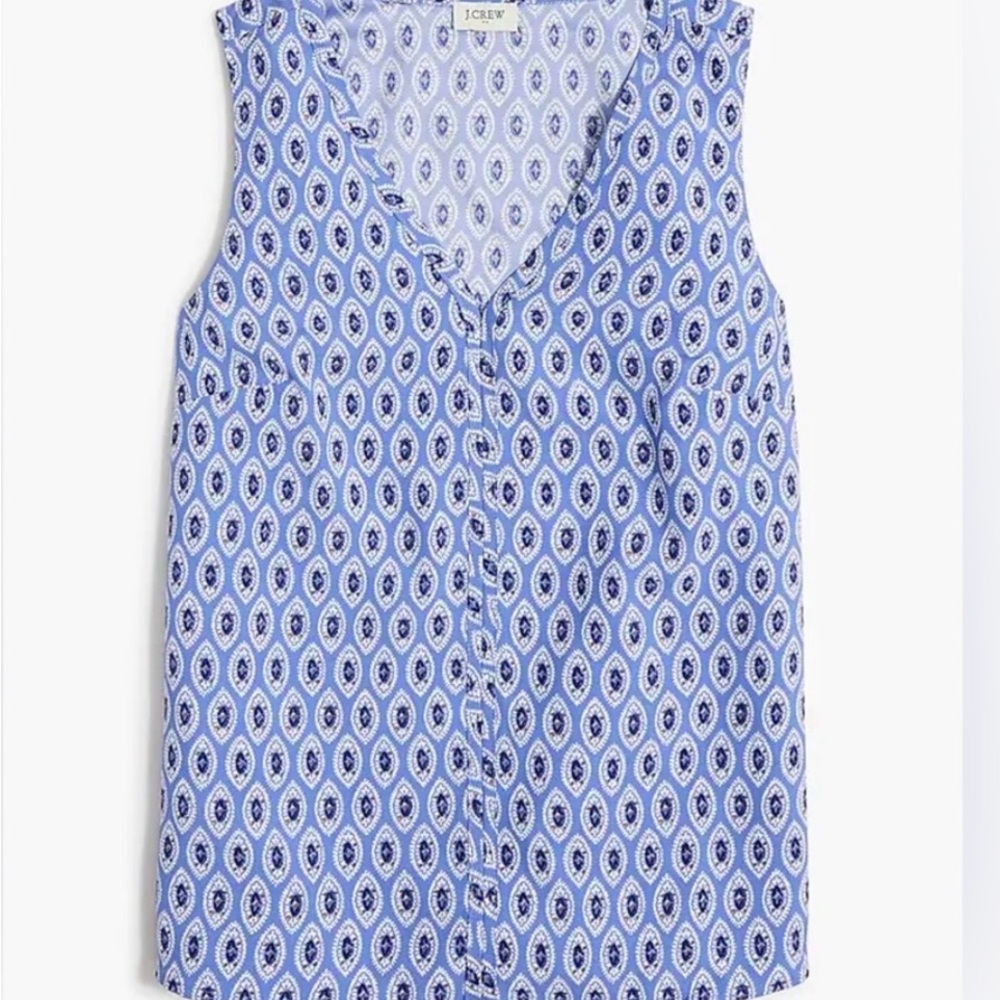 NWT J. Crew Printed sleeveless V neck crepe shell